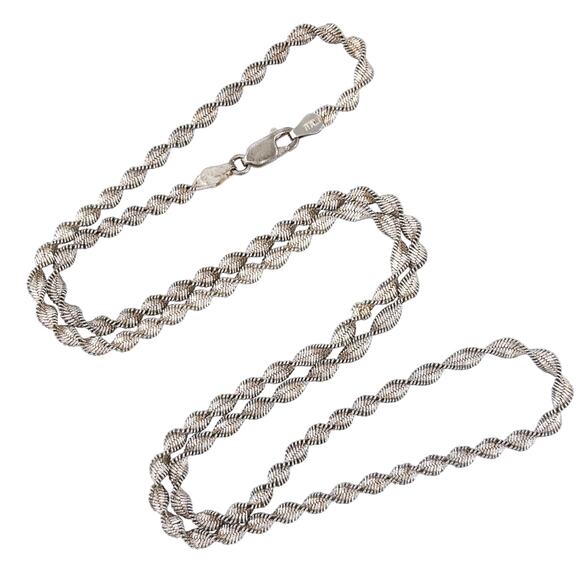 Vintage FAS Italy Sterling Silver 925 Twisted Chain Necklace 24.5” - Picture 1 of 3